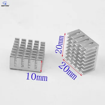 Gdstime 100pcs Dissipador de Calor de Alumínio 20x20x10mm IC Chip LED Refrigeração do Cooler Dissipador de calor de 20mm Com 3M Condutora Térmica Fita Adesiva