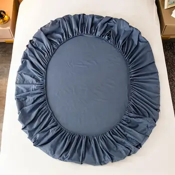 1 pc lençol de Tecido de Algodão Azul Cor Sólida Simples Equipados Folha com Elástico sabanas de cama Queen/King Size com Roupa de Cama de Algodão