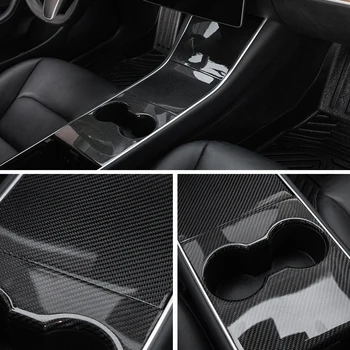 SÃO carro central do painel de controle de proteção de patch real de fibra de carbono para o Tesla Model 3 Central de controle de três patch Tesla Model Y