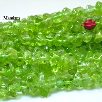 Mamiam Verde Natural Peridoto Facetada Cascalho Contas 5-8mm de Pedra Solta Diy Pulseira, Colar de Jóias que faz Gemstome Gift de Design