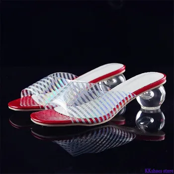 Verão Novo Designer, Chinelos Mulheres Mulas Sapatos da Moda Faixa de dedo do pé Aberto Slides Senhoras Marca Rodada do calcanhar Mulas Chinelos de quarto Feminino