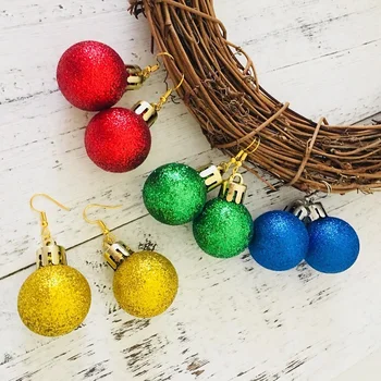 Ano Novo De Moda As Mulheres Exagero Vermelho/Azul/Verde/Amarelo Bola Charme Dangle Brincos De Natal De Jóias Festa Melhor Presente