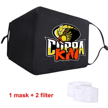 Cobra Kai Impressão Máscaras Lavável à prova de Vento Masculino Ajustável PM2.5 Filtro De Carvão Ativado Papel Máscara Ajustável Novo Masque