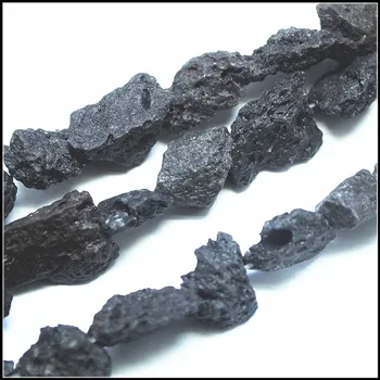1 seqüência Natural grânulos de pedra Preta da lava do vulcão poderosas cadeias para fazer jóias tamanho 10-15mm