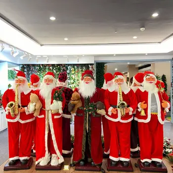 Decoração de natal High-End de Voz, controle de Balanço de Música Grande Papai Noel bem-vindo clima de Natal Santa recebe hóspedes