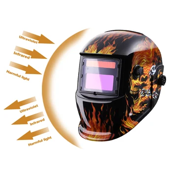 DEKO Máscara de Solda Crânio Solar Auto Escurecimento MIG MMA Intervalo Ajustável 4/9-13Electric Capacete de Soldagem Lente para a Máquina de Soldadura