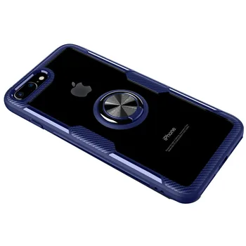 Caixa transparente com Anel para o Iphone da Apple 7 Plus/8 Plus Azul