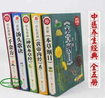 Booculchaha medicina Chinesa famosa ilustração do livro com translatation Compêndio de Matéria Médica Qian Jin Fang,5pcs