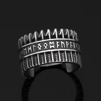 Viking nórdico de aço inoxidável 316L amuleto runa Com um anel de saco de presente
