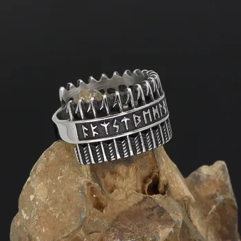 Viking nórdico de aço inoxidável 316L amuleto runa Com um anel de saco de presente