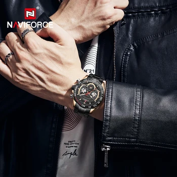 NAVIFORCE Original de marcas de Luxo Sport Homens Relógio de Aço Banda Relógio Impermeável Militar de Quartzo Relógios de pulso Masculino Relógio Masculino