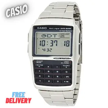 Casio Databank Relógio masculino Original Clássico Geral, os Homens Relógio de Pulso de Quartzo Digital relógio de Pulso Multi-Linguagem de Esportes Retro