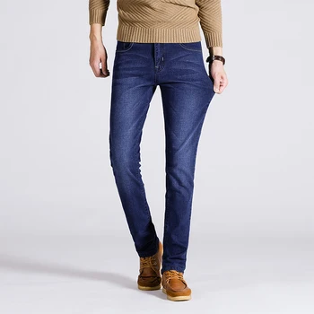 2019 Homens Novos De Marca De Jeans Slim Business Casual Elástico Jeans Skinny Jeans Calças Macho Negro Blue Mens Roupas Plus Size 38 40