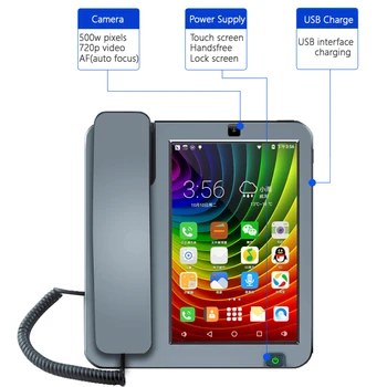 3G 4G Cartão SIM Esperto do Andróide Telefone Fixo da Tela de Toque de Chamada de Vídeo, Telefone Com Wifi Gravação Para a Casa de Negócio de Telefones Fixos