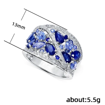 BIJOX de luxo HISTÓRIA encantos de anéis de safira, pedra preciosa jóia da prata 925 esterlina para as mulheres, casamento, festa de aniversário de dom anel