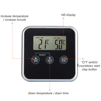 CHURRASCO Termômetro de Forno Termômetros Digitais LCD sem Fio Cozimento de Alimentos Churrasco Temporizador da Sonda de Temperatura de Cozinha utensílios de Cozinha