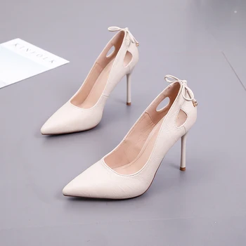 2020 Outono Nova-Coreano Elegante Salto Alto Preto Sexy Finos Saltos Bombas De Sapatos Temperamento Vestido De Festa Womens Sapatos K0012