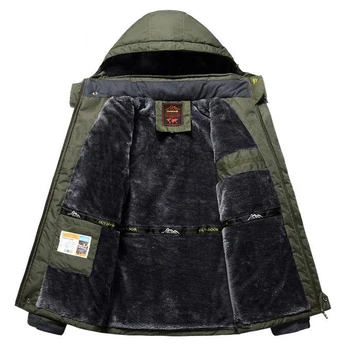O transporte da gota homens casacos de inverno para mais de veludo quente parkas windproof mens militar casacos com capuz outwear sobretudo LBZ10