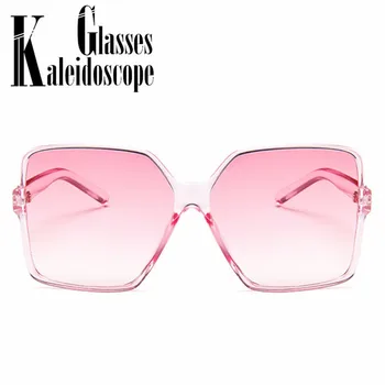 Oversized Óculos de sol das Mulheres da Marca de Luxo Vintage Grande Armação óculos de Sol Gradiente de Tons de Preto cor-de-Rosa Óculos UV400 Óculos Feminino