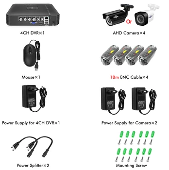 Hiseeu Home Câmeras de Segurança do Sistema de Kit de Vigilância de Vídeo de CFTV 4CH 720P 4PCS Exterior AHD Sistema de Câmera de Segurança