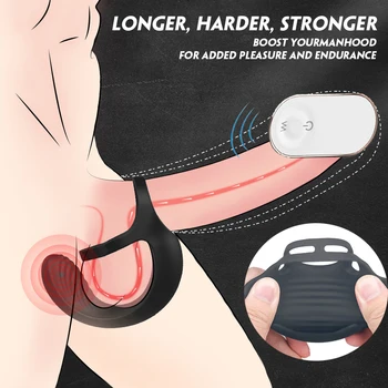 9 Modos de Testículo Vibrador para Homens Cinto de Castidade Pênis Vibratório com Massageador Anel Vibrador de Brinquedos Sexuais para os Homens Estimulador de Próstata Massagem