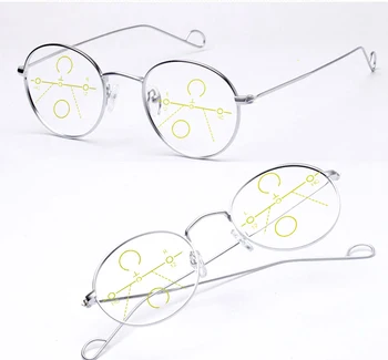 Multifocal progressiva ÓCULOS de LEITURA Pura Artesanal Luz Retrô Vintage Óculos arredondados Óculos Adicionar +1 +1.5 +2 +2.5 A +4