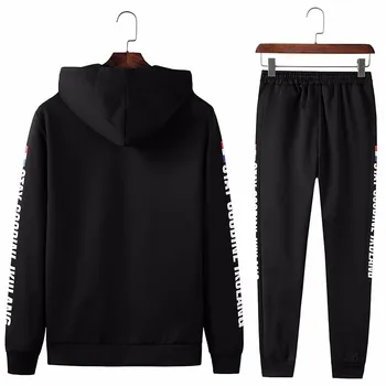 Nova Moda Primavera Outono Sportswear de Fitness Treino de Homens Hoodies Define Ocasionais de Mens Vestuário de 2 PC Casaco+Calça Outwear