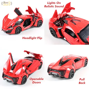 1:32 Lykan Velocidades E Paixão 7 Puxar Para Trás O Modelo Da Liga De Esportes Fundido De Som Luz Super Carro De Corrida Brinquedos Para Crianças Quente Roda