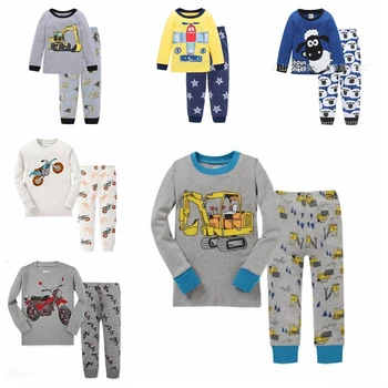 Varejo! Duas peças de Conjunto Moto Pijama Terno Para os Meninos Crianças Pijamas de Crianças roupas de Dormir do Bebê Dormir Vestir Pijamas