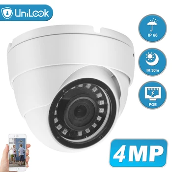 UniLook 4MP IP POE Câmera de Segurança ao ar livre Onvif H. 265 Torre do IR da Abóbada 30m P2P Plug&play com Hikvision NVR
