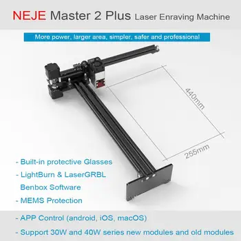 2020 NEJE Mestre 2S Plus 255 x 440 mm Profissional de Máquina de gravação a Laser, corte a Laser - Lightburn - Bluetooth - Controle de Aplicativo