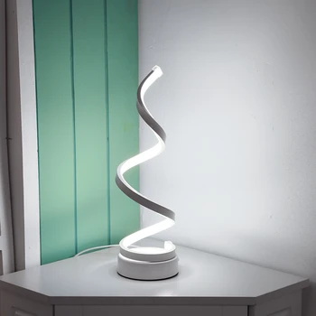 LED moderna Espiral, Lâmpada da Tabela Mesa-de-Cabeceira de Acrílico, Ferro de engomar Curva de Luz para a Sala de Decoração do Quarto Plug UE