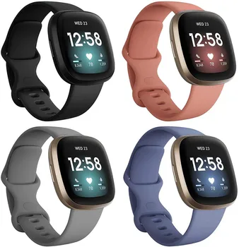 (Embalagem De 3) Substituição Da Pulseira Para O Fitbit Versa 3/Sentido Smart Watch Large/Small Soft Wristband Do Silicone Watch Banda Correia