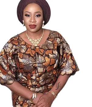 Nigeriano cortou a mão de organza Tecido do laço 2020 design clássico, África do laço de tecido com lantejoulas e miçangas Para vestido de Festa