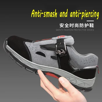 Legal o Trabalho de Sapatos Sandálias Homens Verão a Luz Respirável Desodorante Aço Casual Anti-quebra, Anti-derrapante Mulheres de Segurança do Trabalho Sapatos 45 46