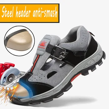 Legal o Trabalho de Sapatos Sandálias Homens Verão a Luz Respirável Desodorante Aço Casual Anti-quebra, Anti-derrapante Mulheres de Segurança do Trabalho Sapatos 45 46