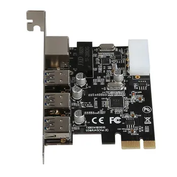 8153 Chipset RJ45 LAN PCI Express Placa de Rede Placa de Adaptador de 10/100 / 1000Mbps PCIE 3 Porta USB 3.0 Gigabit Ethernet Hub