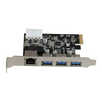 8153 Chipset RJ45 LAN PCI Express Placa de Rede Placa de Adaptador de 10/100 / 1000Mbps PCIE 3 Porta USB 3.0 Gigabit Ethernet Hub