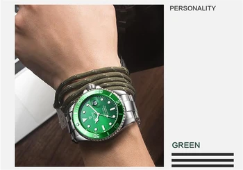 Clássico Multicolor de Discagem Marca de Topo Homens Relógio de Quartzo de Moda de Luxo Aço Inoxidável Masculino Relógio Calendário Pode girar a luneta