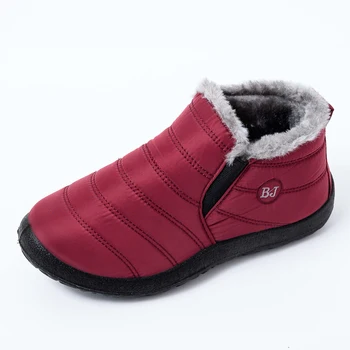 Mulheres Ankle Boots 36-41 Escorregar no Inverno Quente Sneakers, Botas de Neve de Zapatos De Mujer Sapatos Confortáveis Sapatos de Mulher de Pelúcia