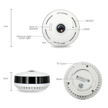 HD Panorâmicas de 360 Graus de Ângulo Amplo de MINI Câmera Cctv Inteligente IPC Fisheye sem Fio da Câmera do IP de P2P HD 960P Casa de Segurança wi-Fi Câmera