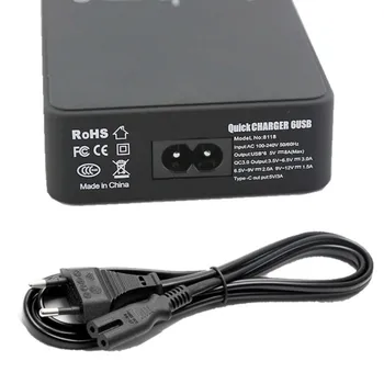 60W Carregador USB, QC 3.0 Tipo C Carregador de mesa : 6-Porta USB Estação de Carga, Carregador de Hub, Vários Carregador USB para Smartphone