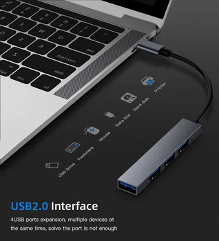 Alta Velocidade de USB2.0 HUB Adaptador OTG Tipo C Macho Fêmea Para Micro USB Cabo Conversor de 4 Portas OTG Conector Para Macbook Pro Samsung