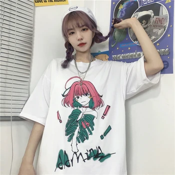 Verão Harajuku Gótico Gráfico T-Shirt de Manga Curta Streetwear para as Mulheres, Senhoras Feminina Camiseta Pastel Goth Horror Roupas Tee Topo