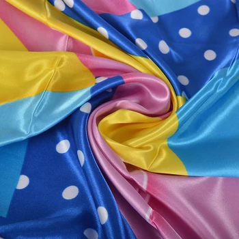 [BYSIFA] Azul cor-de-Rosa as Mulheres Lenço de Seda Hijab Moda de Bolinhas Praça Lenços Impresso 90*90 cm Marca Outono-Inverno de Cetim Cachecol, Xale