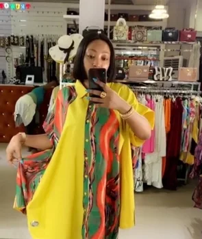2021 Nova Moda Do Dashiki De Impressão Blusa Irregular Orifício Vestido Africano Roupas De Streetwear Vestido Verde Africano Vestidos Para Mulheres