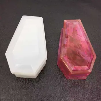 DIY Cristal Epóxi Molde de Armazenamento de Caixa de Moldes Escuro Vampiro Caixão de Alta Espelho de Artesanato de Fazer o Molde