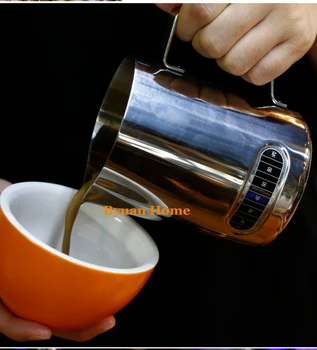 Novo café de aço inoxidável ferramentas de café expresso jarro Jarro de Leite com medidor de temperatura de formação de Espuma do Cântaro