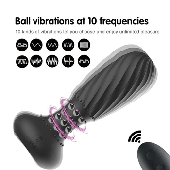 Rotação Anal Beads Vibrador Massageador De Próstata Para Os Homens De Controle Remoto Sem Fio Plug Anal Plug Anal Prostata Estimulador De Brinquedos Sexuais