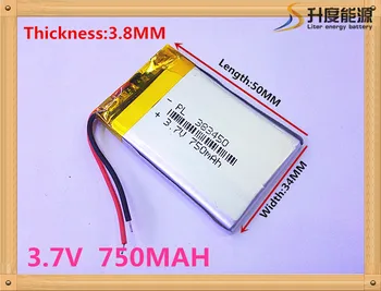 Super modelo li-polímero bateria 750mAh 3,7 v 383450 para máquinas de venda automática SD383450 SD383450